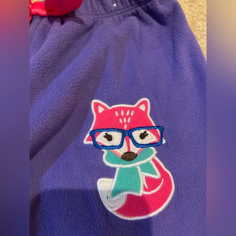 Girls Fleece Pants sz 8 - Fox embroidered Patch NWOT